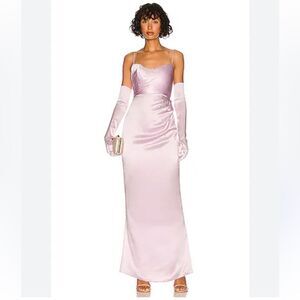 The Bar Yves gown lilac satin rhinestone slip dress evening bridesmaid Revolve 4